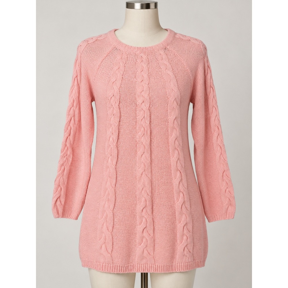 H&M Blush Pink Cable Knit Long Sweater Tunic Dress XS